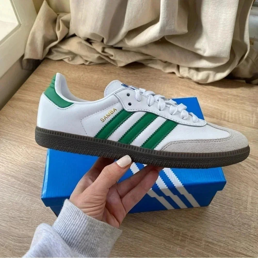 New Adidas Samba OG Sneaker Shoes White Green Gum Womens 7 - Picture 2 of 9
